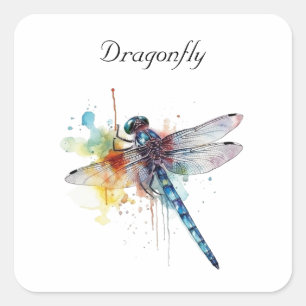 Colourful Dragonfly customisable Square Sticker