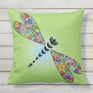 Colourful Dragonfly Design Outdoor Throw Pillow