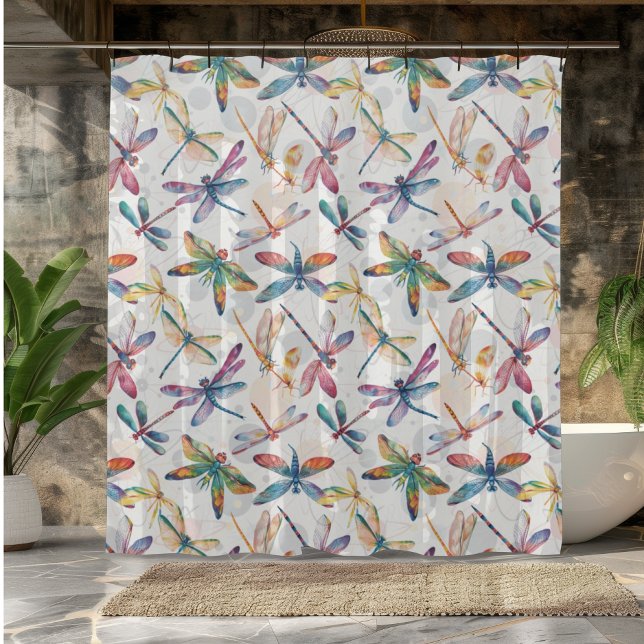 Colourful Dragonfly Design Shower Curtain (Creator Uploaded)