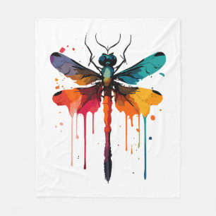 colourful Dragonfly Fleece Blanket