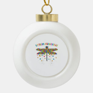 Colourful Dragonfly For Autism Awareness Day Ceramic Ball Christmas Ornament
