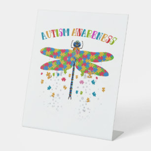 Colourful Dragonfly For Autism Awareness Day Pedestal Sign