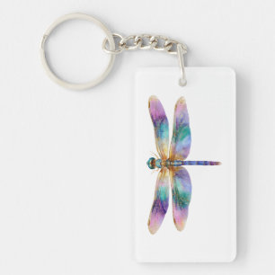 Colourful Dragonfly – Iridescent Nature Art Key Ring