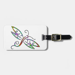Colourful dragonfly luggage tag