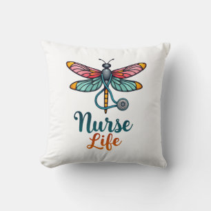 Colourful dragonfly Nurse life T-Shirt (2) Cushion