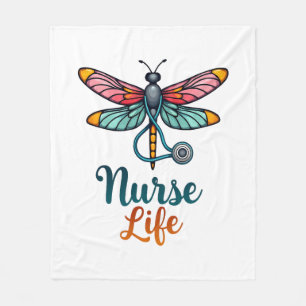 Colourful dragonfly Nurse life T-Shirt (2) Fleece Blanket