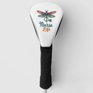 Colourful dragonfly Nurse life T-Shirt (2) Golf Head Cover