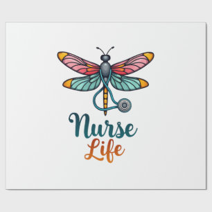 Colourful dragonfly Nurse life T-Shirt (2) Wrapping Paper