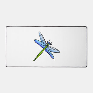 Colourful dragonfly on a branch desk mat