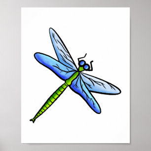 Colourful dragonfly on a branch poster