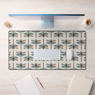 Colourful Dragonfly Pattern Desk Mat