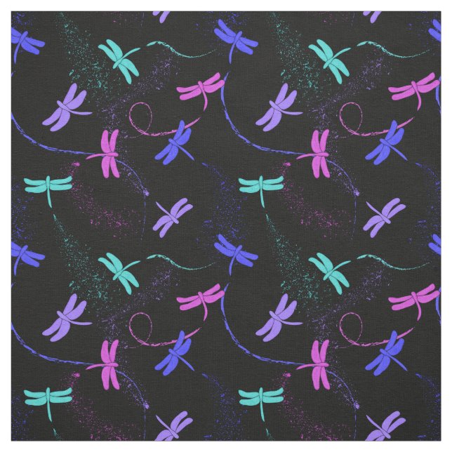 Colourful Dragonfly Pattern Fabric (Swatch)