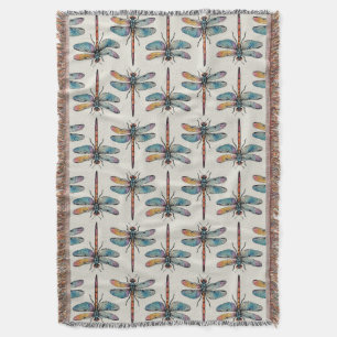 Colourful Dragonfly Pattern Throw Blanket