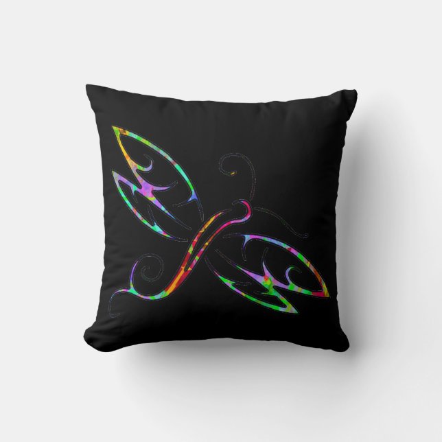 Colourful dragonfly throw pillow (Front)