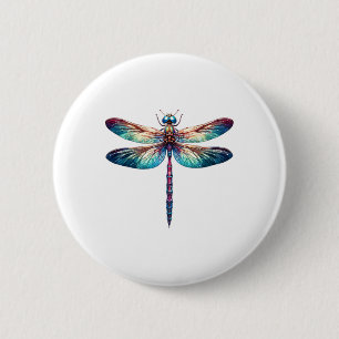 Colourful Dragonfly Watercolor Art Insect Lover Ea 6 Cm Round Badge