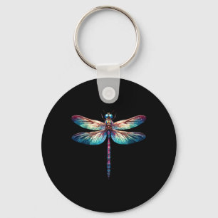 Colourful Dragonfly Watercolor Art Insect Lover Ea Key Ring