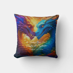 Colourful Dragons in Love Cushion