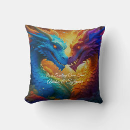 Colourful Dragons in Love Cushion