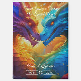 Colourful Dragons in Love Wedding Thank You Magnet