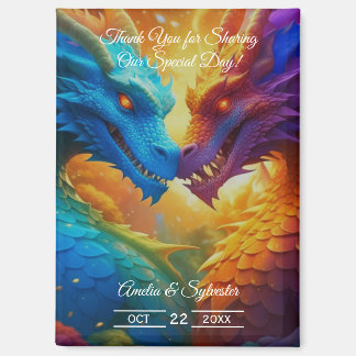 Colourful Dragons in Love Wedding Thank You Magnet