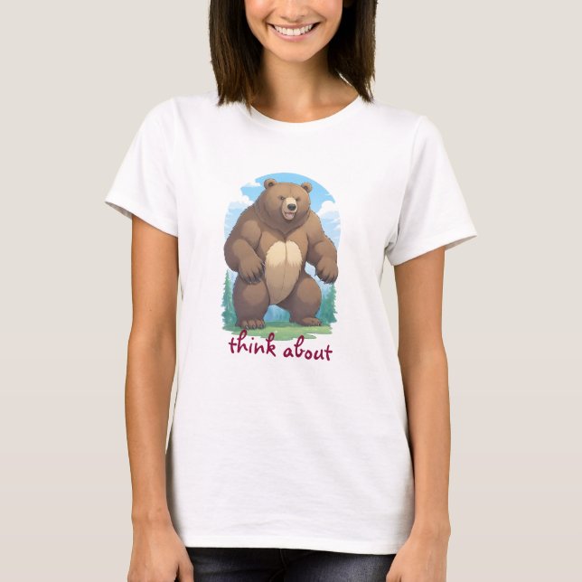 Colourful drawing of a bear in the forest T-Shirt (Front)