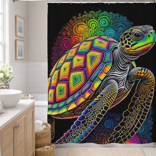 Colourful Drawing of Sea Turtle Shower Curtain