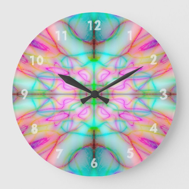 Colourful drawn pattern large clock (Front)