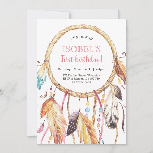 Colourful Dream Catcher Birthday Invitation (Front)