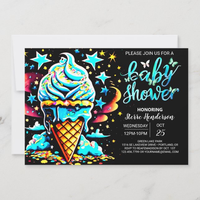 Colourful Dream Ice Cream Boy Baby Shower Invitation (Front)