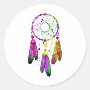 Colourful Dreamcatcher Feathers Native American In Classic Round Sticker