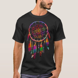 Colourful Dreamcatcher Feathers Tribal Native Amer T-Shirt