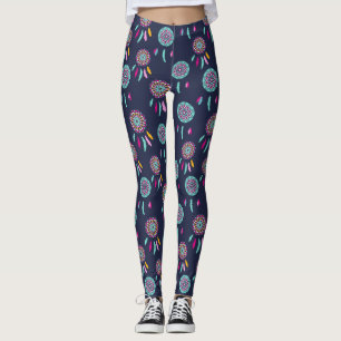 Colourful Dreamcatchers Dark Blue Leggings