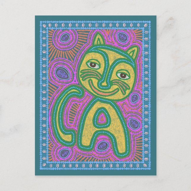 Colourful Dreamland Cat Postcard (Front)