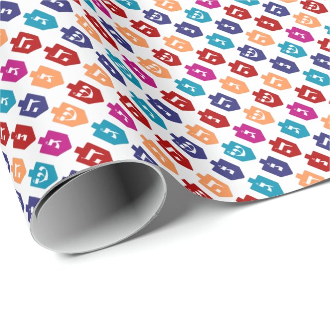 Colourful Dreidels: the Jewish Holiday of Hanukkah Wrapping Paper (Roll Corner)