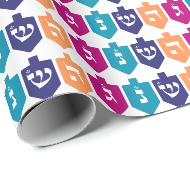 Colourful Dreidels: the Jewish Holiday of Hanukkah Wrapping Paper (Roll Corner)