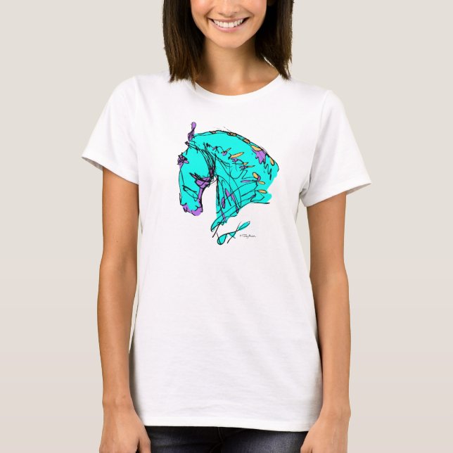 Colourful Dressage Horse Tee (Front)