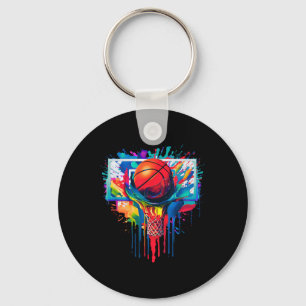 Colourful Drip Basketball Ball Hoop Slam Dunk Drip Key Ring