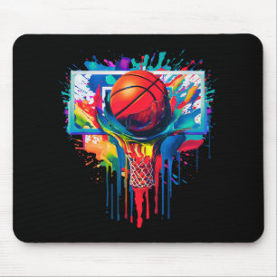 Colourful Drip Basketball Ball Hoop Slam Dunk Drip Mouse Pad