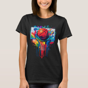 Colourful Drip Basketball Ball Hoop Slam Dunk Drip T-Shirt