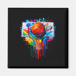 Colourful Drip Sketll Ll Hoop Sketll Dripping Dunk Magnet