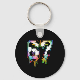 Colourful Dripping 67 Varsity Number Soccer Halfto Key Ring