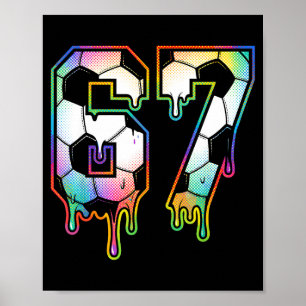 Colourful Dripping 67 Varsity Number Soccer Halfto Poster