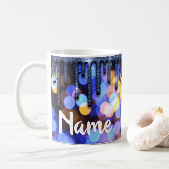 Colourful Dripping Glitter Design Coffee Mug Cup (With Donut)
