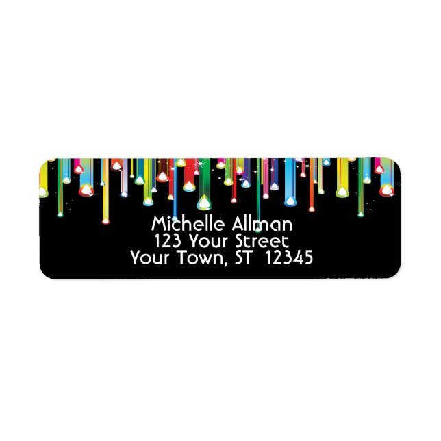 Colourful Dripping Lines Label Return Address Label (Front)