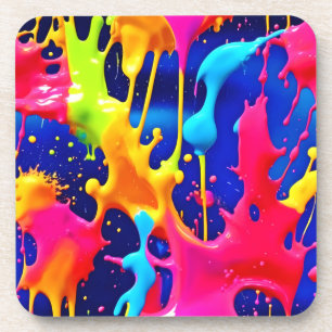 Colourful Dripping Paint Artwork Coaster