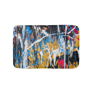 Colourful dripping paint: graffiti wall. bath mat