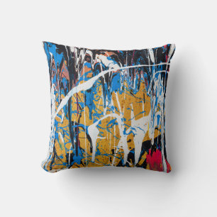 Colourful dripping paint: graffiti wall. cushion
