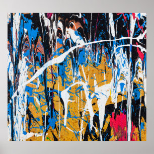 Colourful dripping paint: graffiti wall. poster