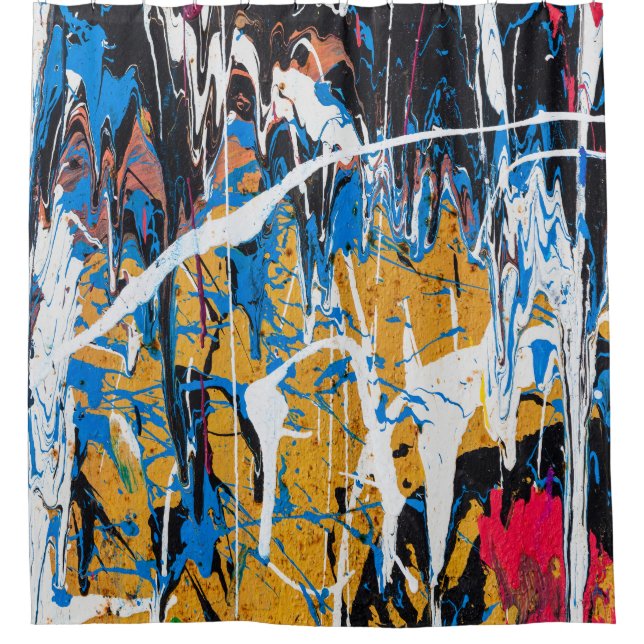 Colourful dripping paint: graffiti wall. shower curtain (Front)