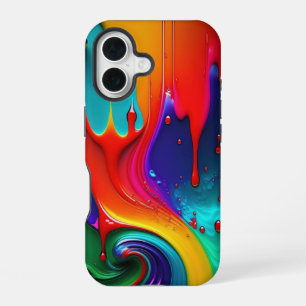 Colourful dripping paint iPhone 16 case